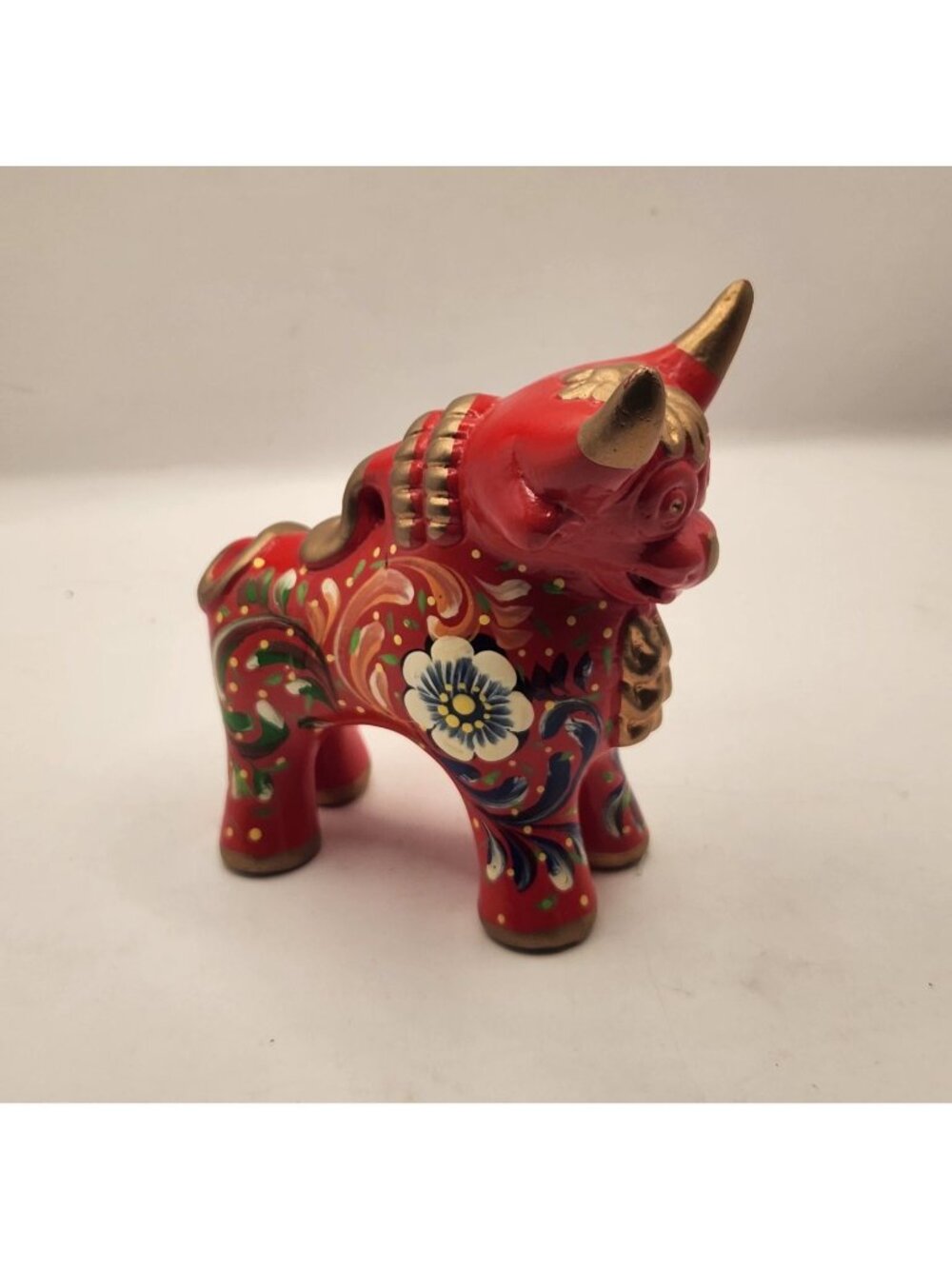 Peruvian Red Ceramic Pucara Bull Folk Art Ceramic Hand Painted